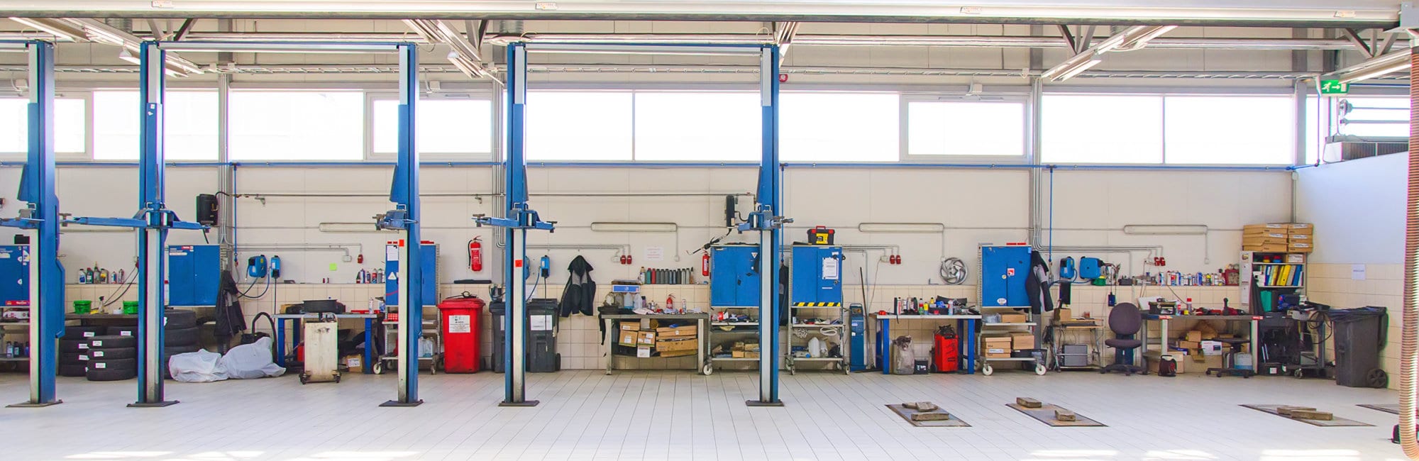 View of automobile repair shop or garage.