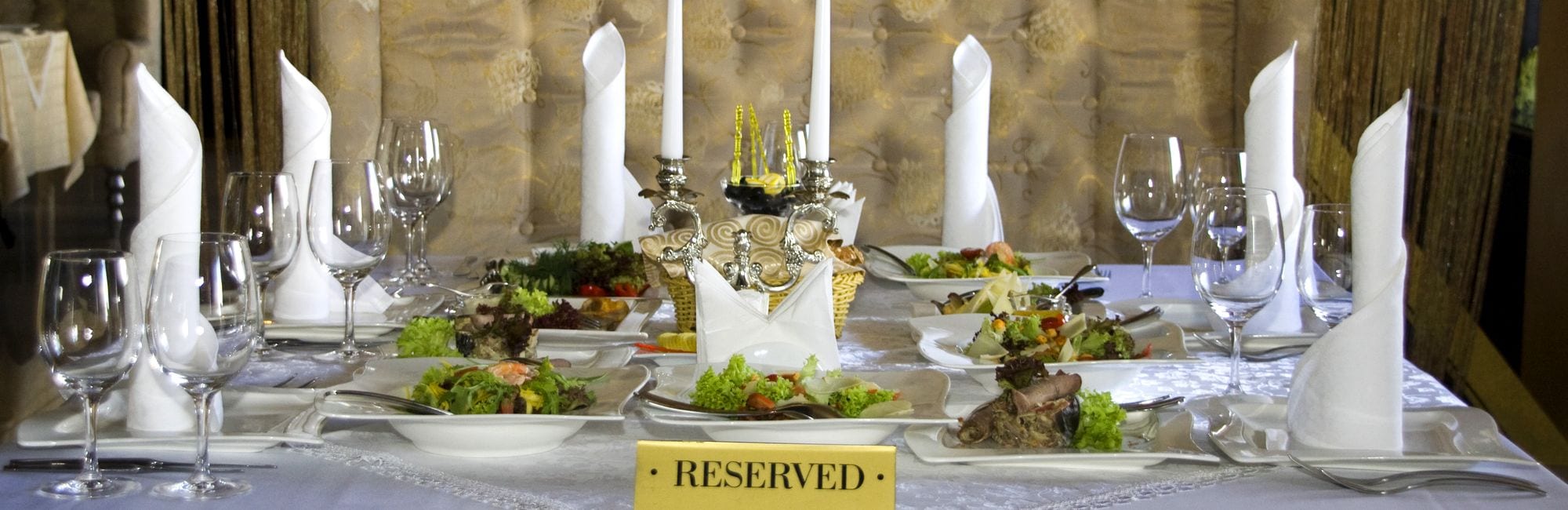 Reserved table in luxury restaurant